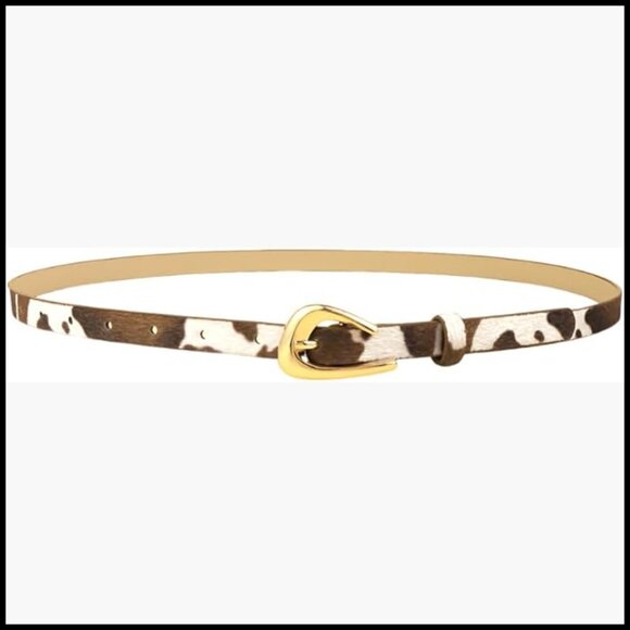 Vintage Western Faux Leather Skinny Belt Adjustable Cowgirl Accessory